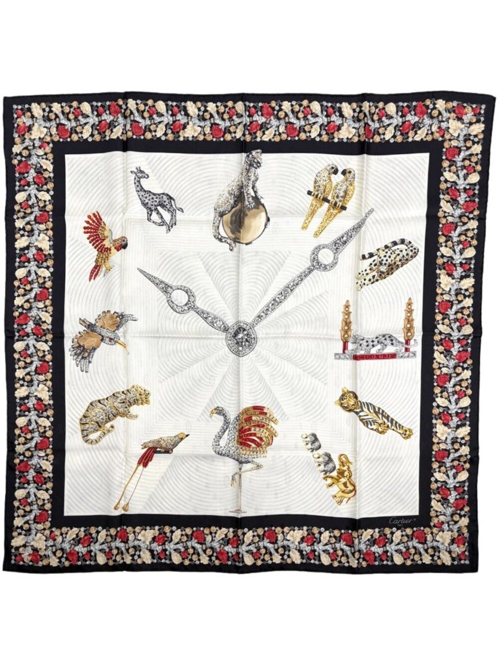 Cartier Scarf Animal Print Must Line Silk Black Multicolor